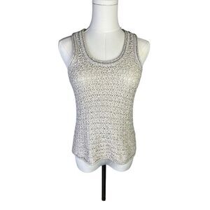 Aerie top women’s XS tan/beige sleeveless cotton acrylic knit tank scoop neck